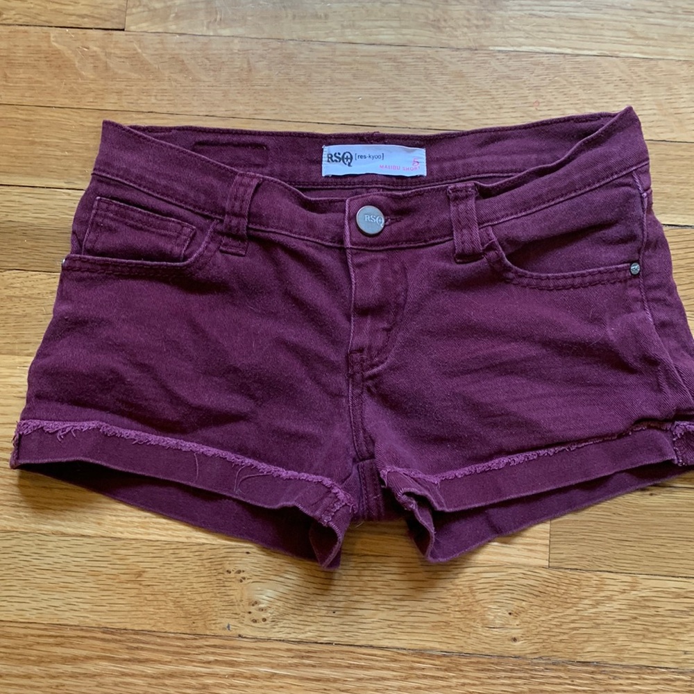 Maroon Jean Shorts